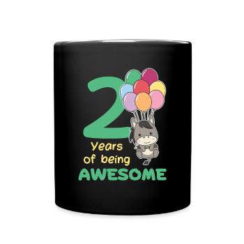 Esel zum 2. Geburtstag Kinder zwei Jahre alt - Tasse einfarbig - Schwarz - Vorne
