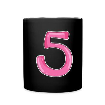 Five Number Number 5 - Full Colour Mug - black - Front