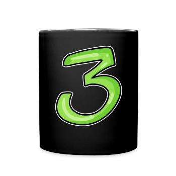 Drei - 3 - Nummer 3 - Zahl 3 - Tasse einfarbig - Schwarz - Vorne