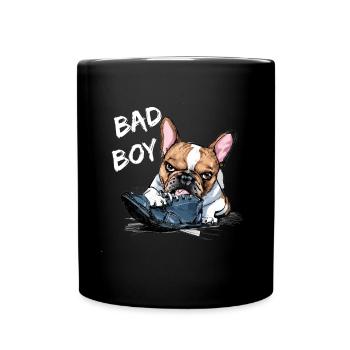 Französische Bulldogge zerkautem Schuh für - Tasse einfarbig - Schwarz - Vorne