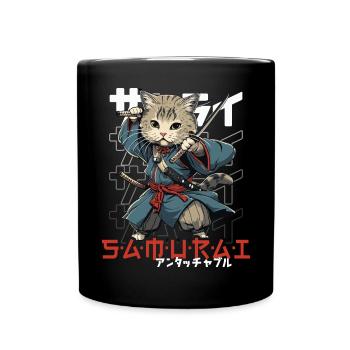 Chat Samouraï Chat Ninja Japonais Kawaii - Mug uni - noir - Devant