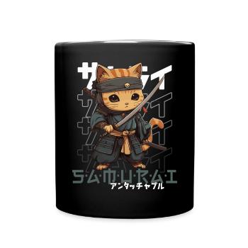 Chat Samouraï Chat Ninja Japonais Kawaii - Mug uni - noir - Devant