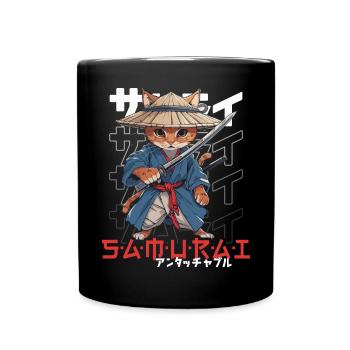 Chat Samouraï Chat Ninja Japonais Kawaii - Mug uni - noir - Devant