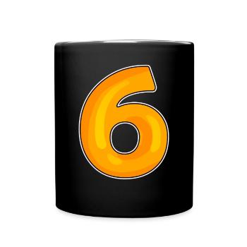 Sechs Zahl 6 Nummer - Tasse einfarbig - Schwarz - Vorne