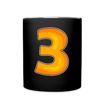 Drei - 3 - Nummer 3 - Zahl 3 - Tasse einfarbig - Schwarz - Vorne