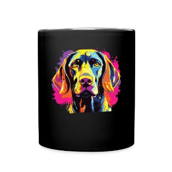 Watercolor Colorful German Shorthair - Full Colour Mug - black - Front