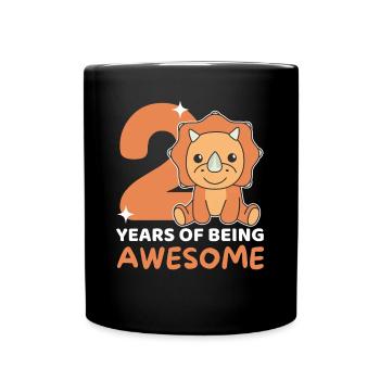 Triceratops for 2nd birthday children two years - Full Colour Mug - black - Front