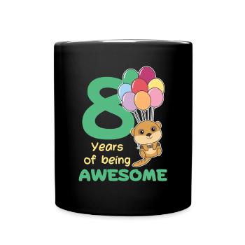 Meerkat for 8th birthday children eight years - Full Colour Mug - black - Front