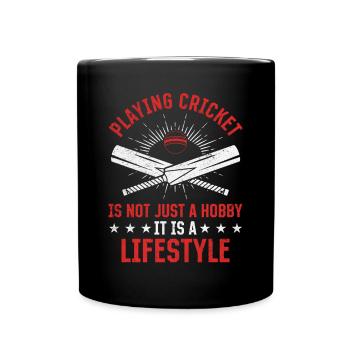 Playing cricket is not just a hobby it is a lifest - Full Colour Mug - black - Front