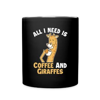 Kaffee und meine Giraffen, Giraffidae, Nubien, Afrikaner - Tasse einfarbig - Schwarz - Vorne