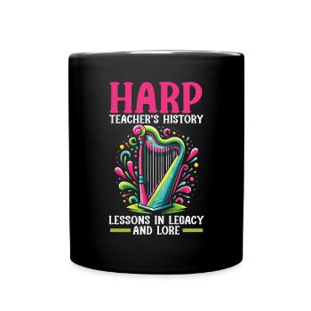 Harfenlehrer Harfenist Musikinstrument Harfenspieler - Tasse einfarbig - Schwarz - Vorne