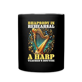 Harfenlehrer Harfenist Musikinstrument Harfenspieler - Tasse einfarbig - Schwarz - Vorne