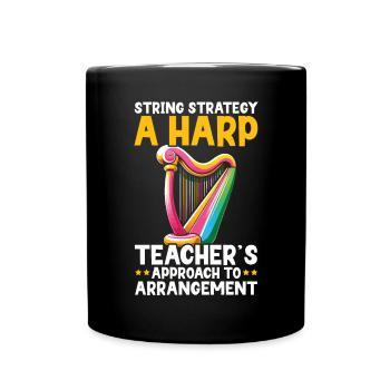 Harfenlehrer Harfenist Musikinstrument Harfenspieler - Tasse einfarbig - Schwarz - Vorne