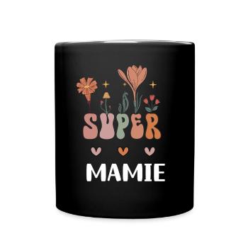 Super Granny Flowers Bohemian Grandma - Full Colour Mug - black - Front