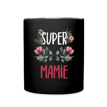 Super Oma Blumen Oma - Tasse einfarbig - Schwarz - Vorne