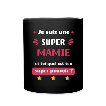 Super Oma Super Power Oma - Tasse einfarbig - Schwarz - Vorne