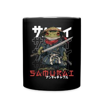 Samurai Frog Kawaii Japanese Ninja Frog - Full Colour Mug - black - Front