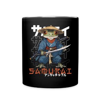 Samurai Frog Kawaii Japanese Ninja Frog - Full Colour Mug - black - Front
