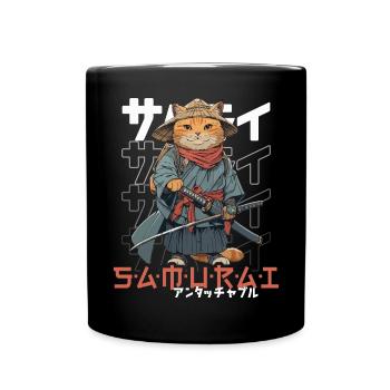 Chat Samouraï Chat Ninja Japonais Kawaii - Mug uni - noir - Devant