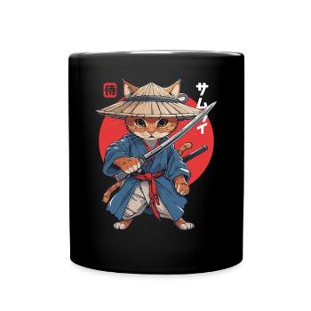 Chat Samouraï Chat Ninja Japonais Kawaii - Mug uni - noir - Devant