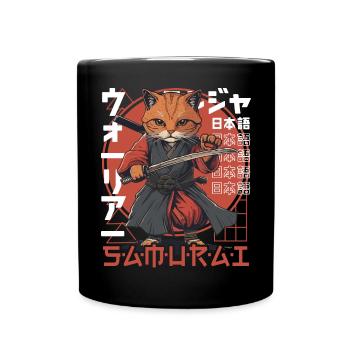 Chat Samouraï Chat Ninja Japonais Kawaii - Mug uni - noir - Devant