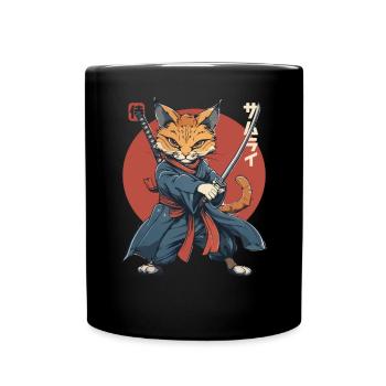 Chat Samouraï Chat Ninja Japonais Kawaii - Mug uni - noir - Devant