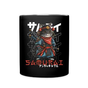 Chat Samouraï Chat Ninja Japonais Kawaii - Mug uni - noir - Devant