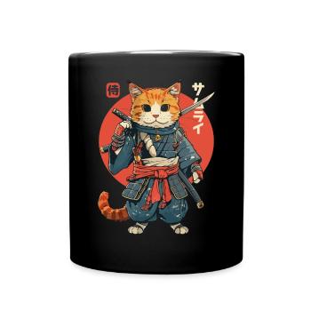 Chat Samouraï Chat Ninja Japonais Kawaii - Mug uni - noir - Devant