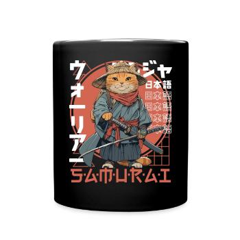 Chat Samouraï Chat Ninja Japonais Kawaii - Mug uni - noir - Devant