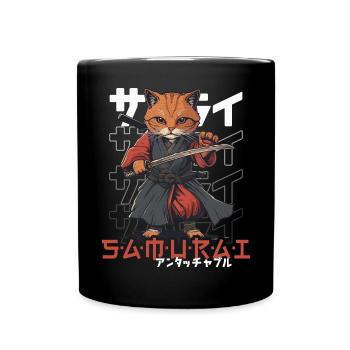 Chat Samouraï Chat Ninja Japonais Kawaii - Mug uni - noir - Devant