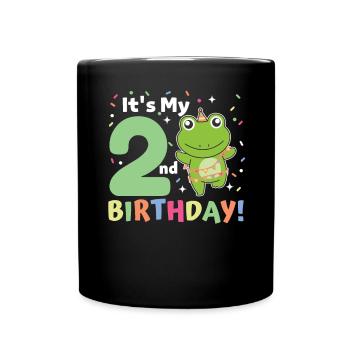 Frog for 2nd birthday children two years old - Full Colour Mug - black - Front