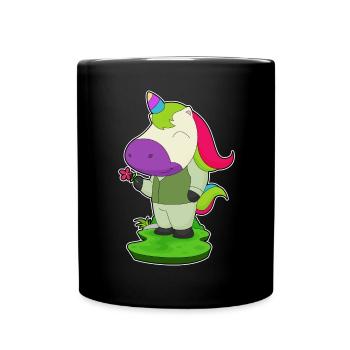 Einhorn Bräutigam Blume Hochzeit - Tasse einfarbig - Schwarz - Vorne