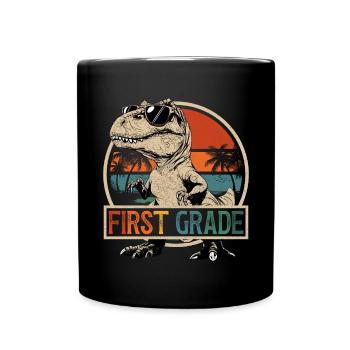 1st Class Dinosaur T-Rex Sunglasses Dino - Full Colour Mug - black - Front