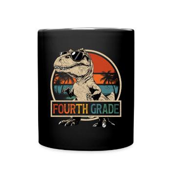 4th Grade Dinosaur T-Rex Sunglasses Dino - Full Colour Mug - black - Front