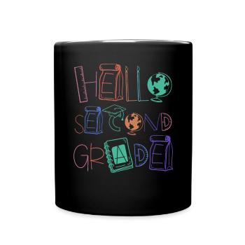 Hello 2nd grade school supplies elementary school school - Full Colour Mug - black - Front