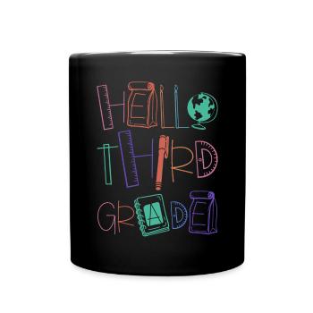 Hello 3rd Grade School Supplies Elementary School School - Full Colour Mug - black - Front