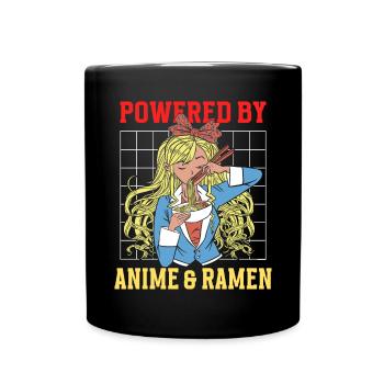 Powered By Anime & Ramen - Full Colour Mug - black - Front