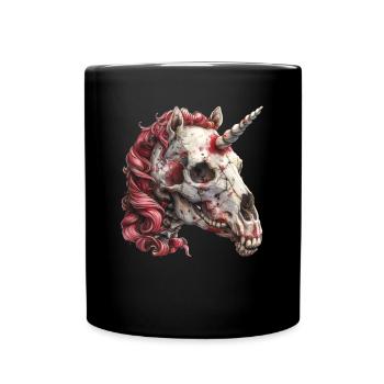 Tête de mort Licorne Halloween Kawaii - Mug uni - noir - Devant