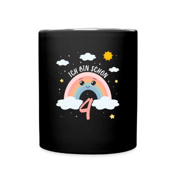 Anniversaire arc-en-ciel 4 ans J’ai 4 ans - Mug uni - noir - Devant
