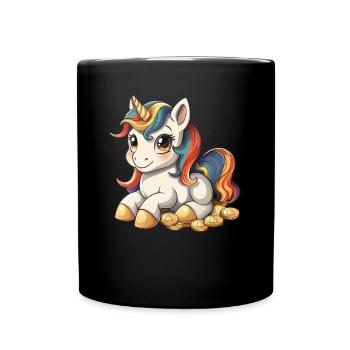 Licorne péter or Saint-Patrick Kawaii - Mug uni - noir - Devant