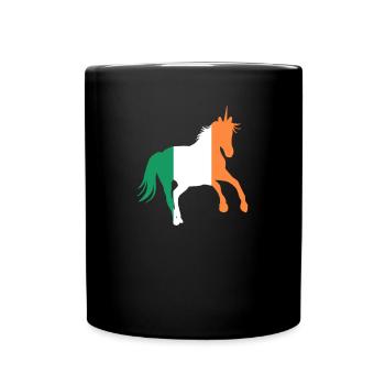 Unicorn Irish Flag St. Patrick's Day Kawaii - Full Colour Mug - black - Front