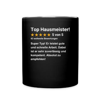 Top Hausmeister - Tasse einfarbig - Schwarz - Vorne