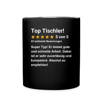 Top Tischler - Tasse einfarbig - Schwarz - Vorne
