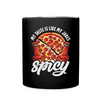 Red Hot Chili Sauce Épicé Amateur de Nourriture Pizza Robe - Mug uni - noir - Devant