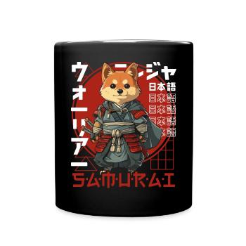Samurai Dog Kawaii Japanese Ninja Shiba Inu - Full Colour Mug - black - Front