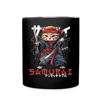 Chat Samouraï Chat Ninja Japonais Kawaii - Mug uni - noir - Devant