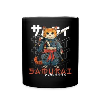 Chat Samouraï Chat Ninja Japonais Kawaii - Mug uni - noir - Devant