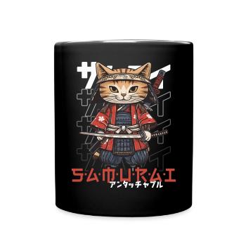 Chat Samouraï Chat Ninja Japonais Kawaii - Mug uni - noir - Devant