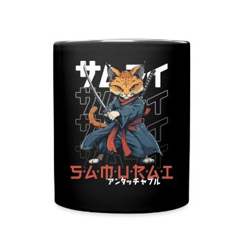 Chat Samouraï Chat Ninja Japonais Kawaii - Mug uni - noir - Devant
