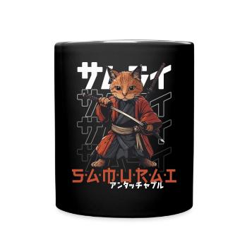 Chat Samouraï Chat Ninja Japonais Kawaii - Mug uni - noir - Devant